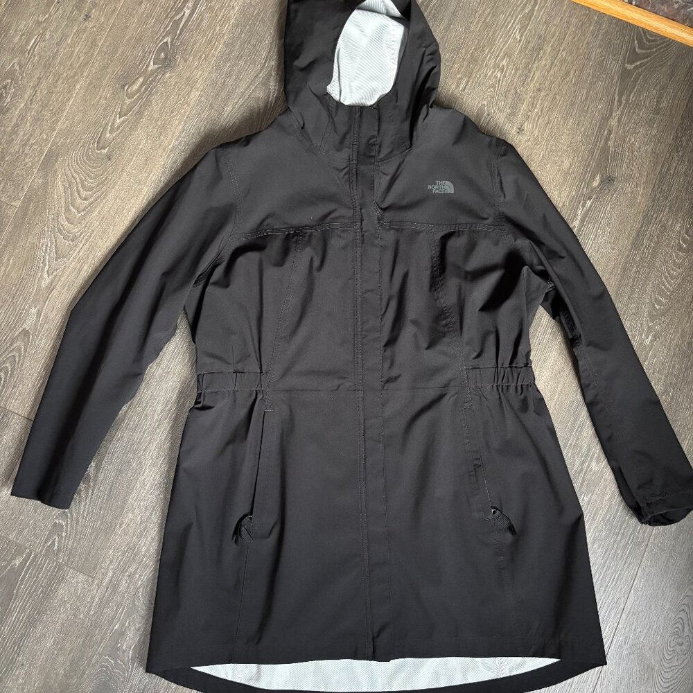 North Face Women's Black Rain Parka Jacket XXL Mesh Lining 2-way zipper
